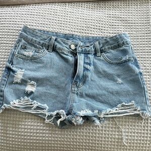 SHEIN Ripped Light Blue Jean Shorts